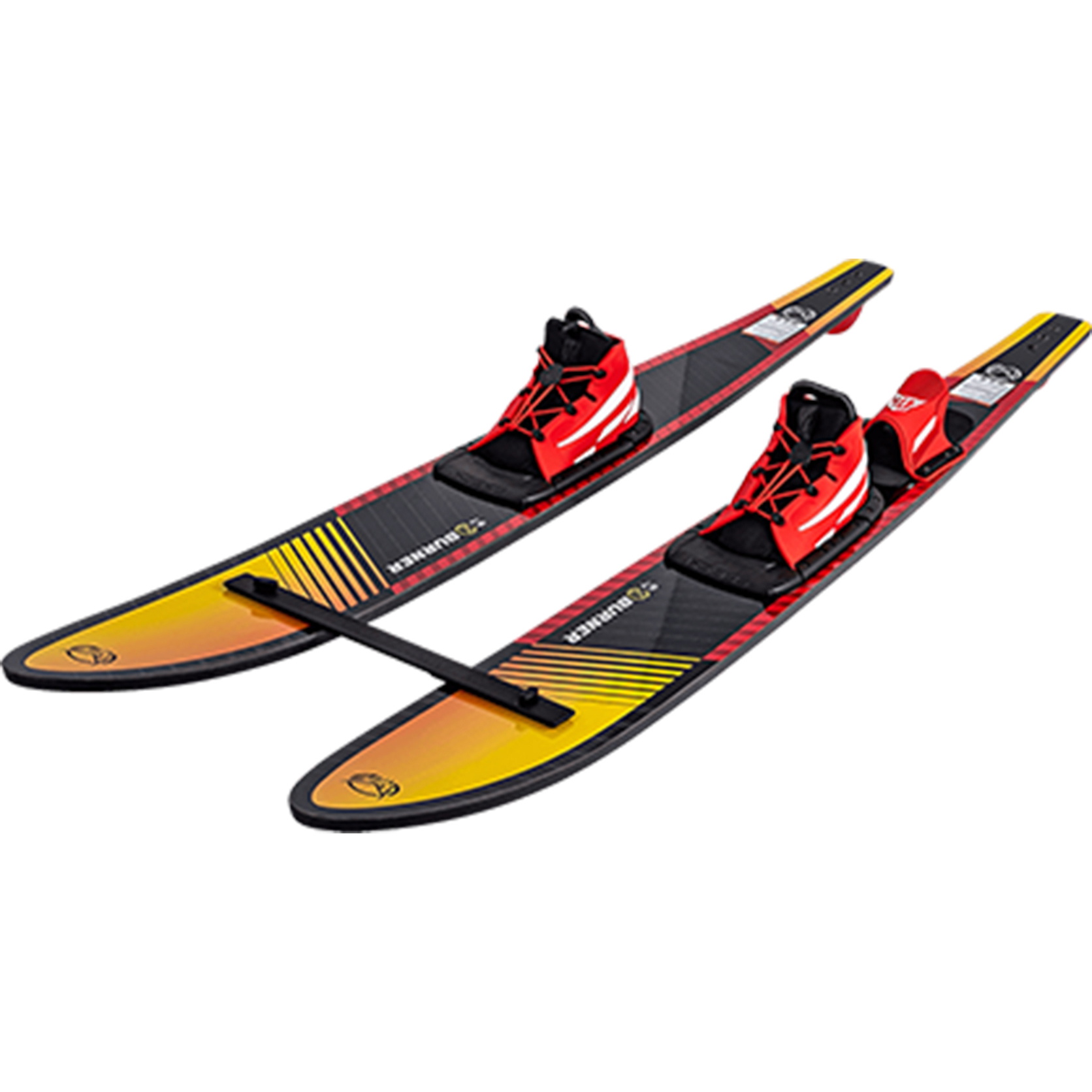 2026 HO Sports Burner Combo Waterskis with Blaze Binding H22BU-67 - Black / Orange / Red